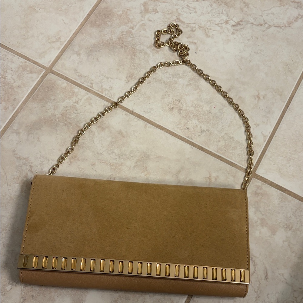 Aldo Tan Clutch with Gold Chain
